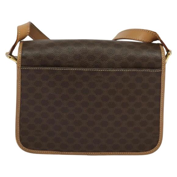 CELINE Macadam Canvas Circle Shoulder Bag Pvc Leather Brown Gold - Picture 3 of 13